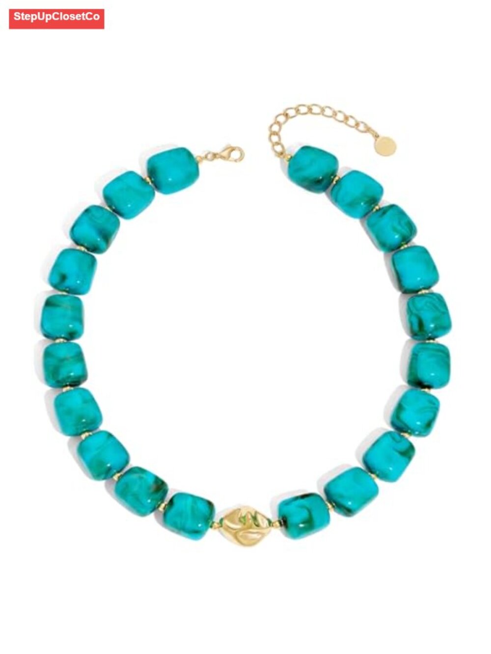 Boho Chunky Beaded Choker Necklace Statement Resin Jewelry for Women